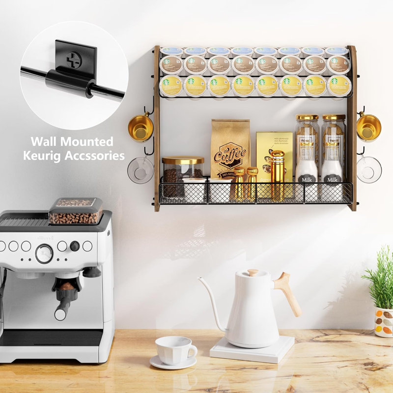 17 Stories K Cup Holder 32 K Coffee Pod Holder Large Capacity Coffee Station Organizer Coffee Syrup Storage Organizer Small Space For Office Home Kitchen Countertop Bar Counter Retro Wayfair